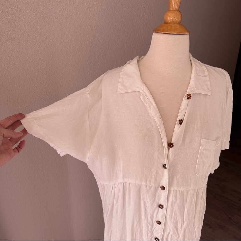Vintage Kiko Clothing 100% Linen Button Down Maxi Dress - Picture 2 of 8